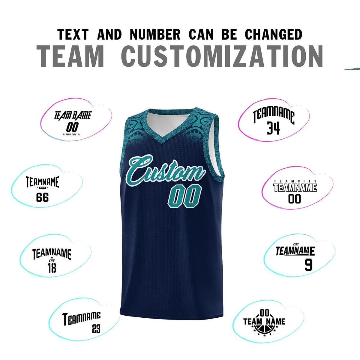 Custom Navy Aqua Personalized Indians Print Kits Sports Uniform Basketball Jersey|KXKSHOP