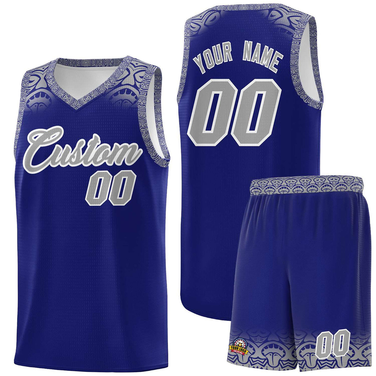 Custom Royal Gray Personalized Indians Print Kits Sports Uniform Basketball Jersey|KXKSHOP