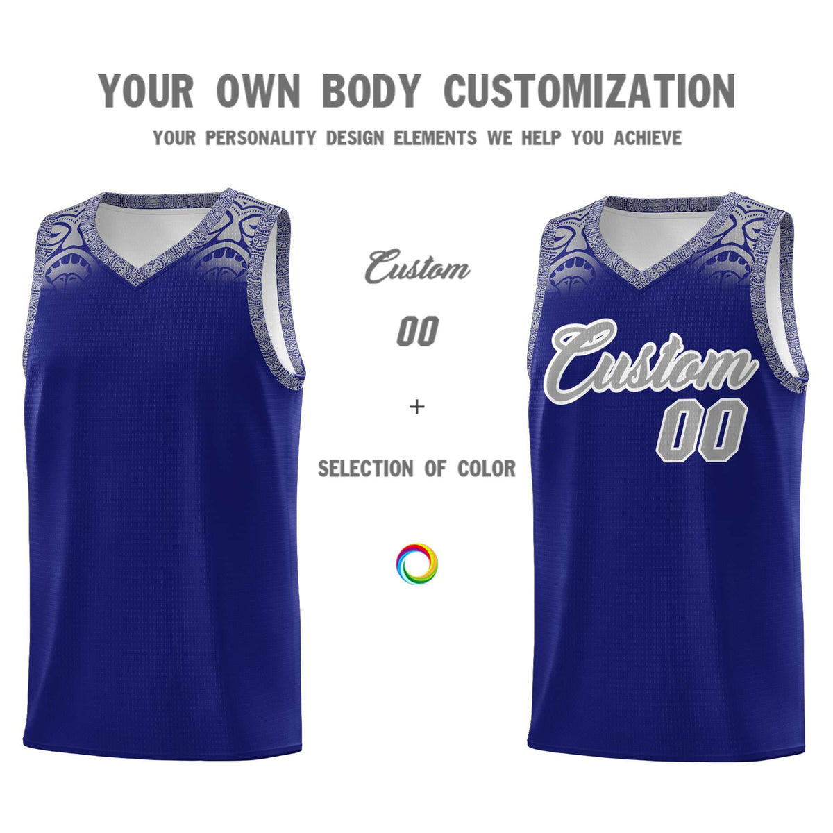 Custom Royal Gray Personalized Indians Print Kits Sports Uniform Basketball Jersey|KXKSHOP