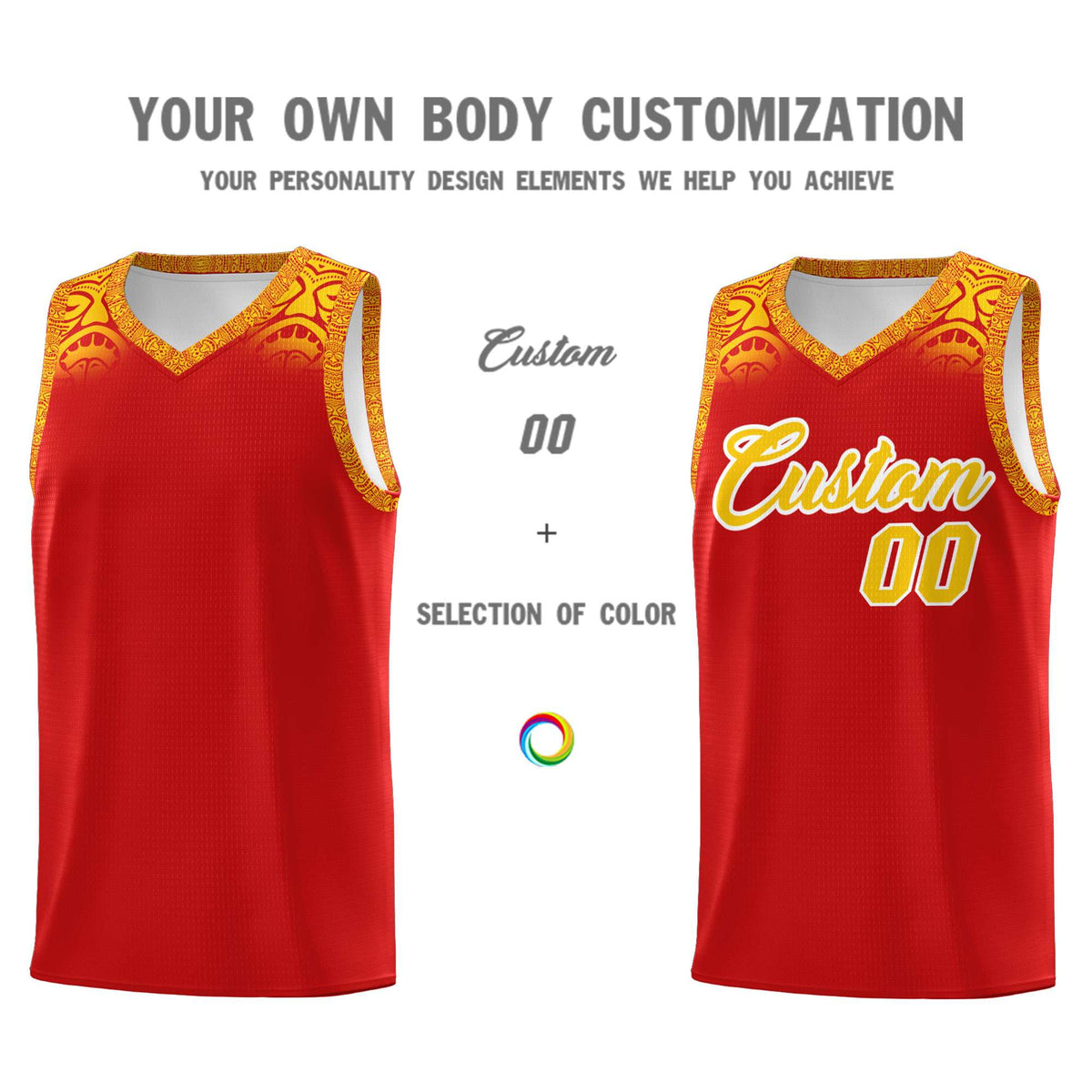 Custom Red Gold Personalized Indians Print Kits Sports Uniform Basketball Jersey|KXKSHOP
