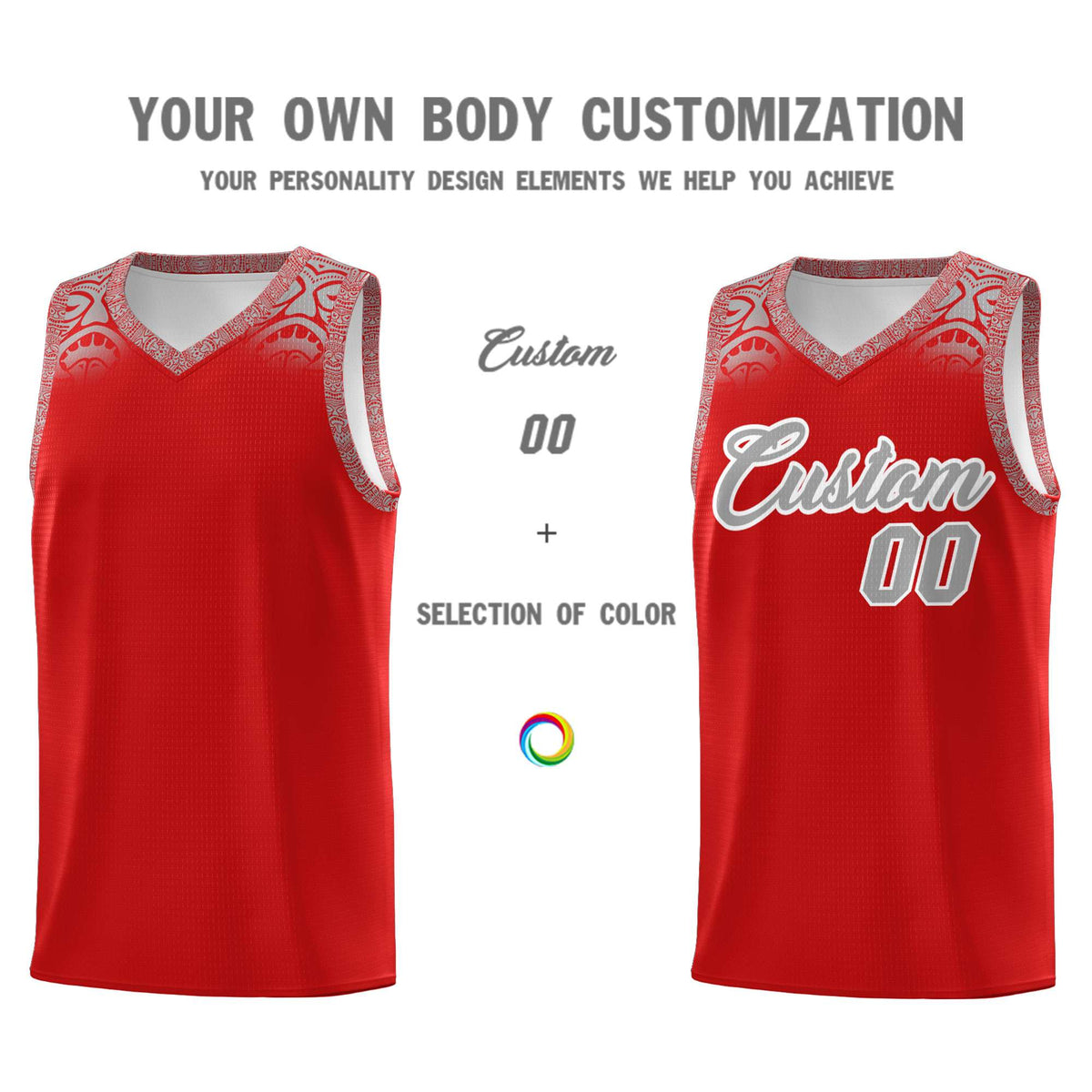 Custom Red Gray Personalized Indians Print Kits Sports Uniform Basketball Jersey|KXKSHOP