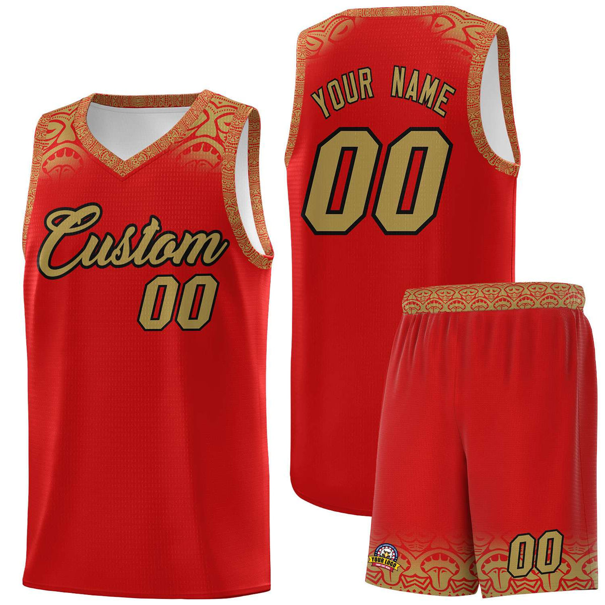Custom Red Desert Yellow Personalized Indians Print Kits Sports Uniform Basketball Jersey|KXKSHOP