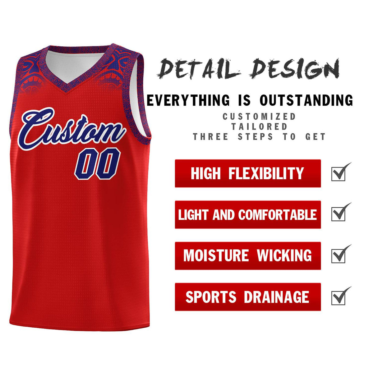 Custom Red Purple Personalized Indians Print Kits Sports Uniform Basketball Jersey|KXKSHOP
