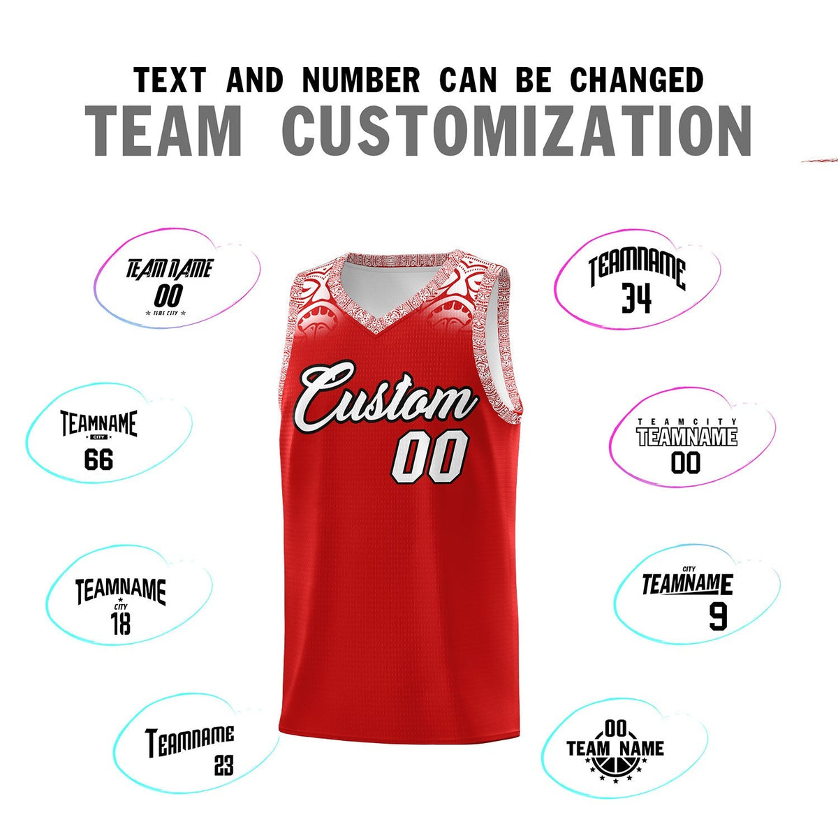 Custom Red White Personalized Indians Print Kits Sports Uniform Basketball Jersey|KXKSHOP