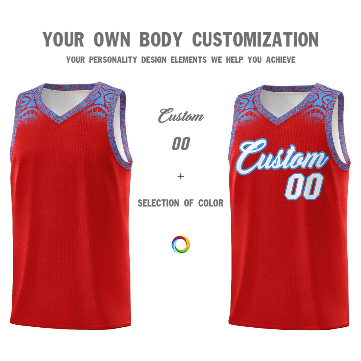 Custom Red Powder Blue Personalized Indians Print Kits Sports Uniform Basketball Jersey|KXKSHOP