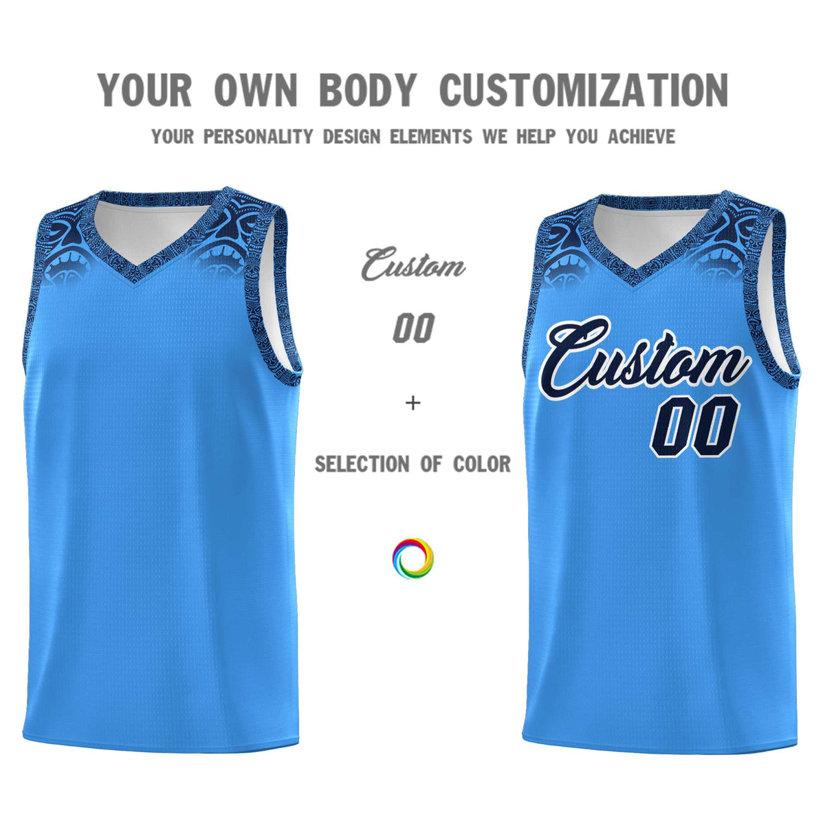 Custom Powder Blue Black Personalized Indians Print Kits Sports Uniform Basketball Jersey|KXKSHOP