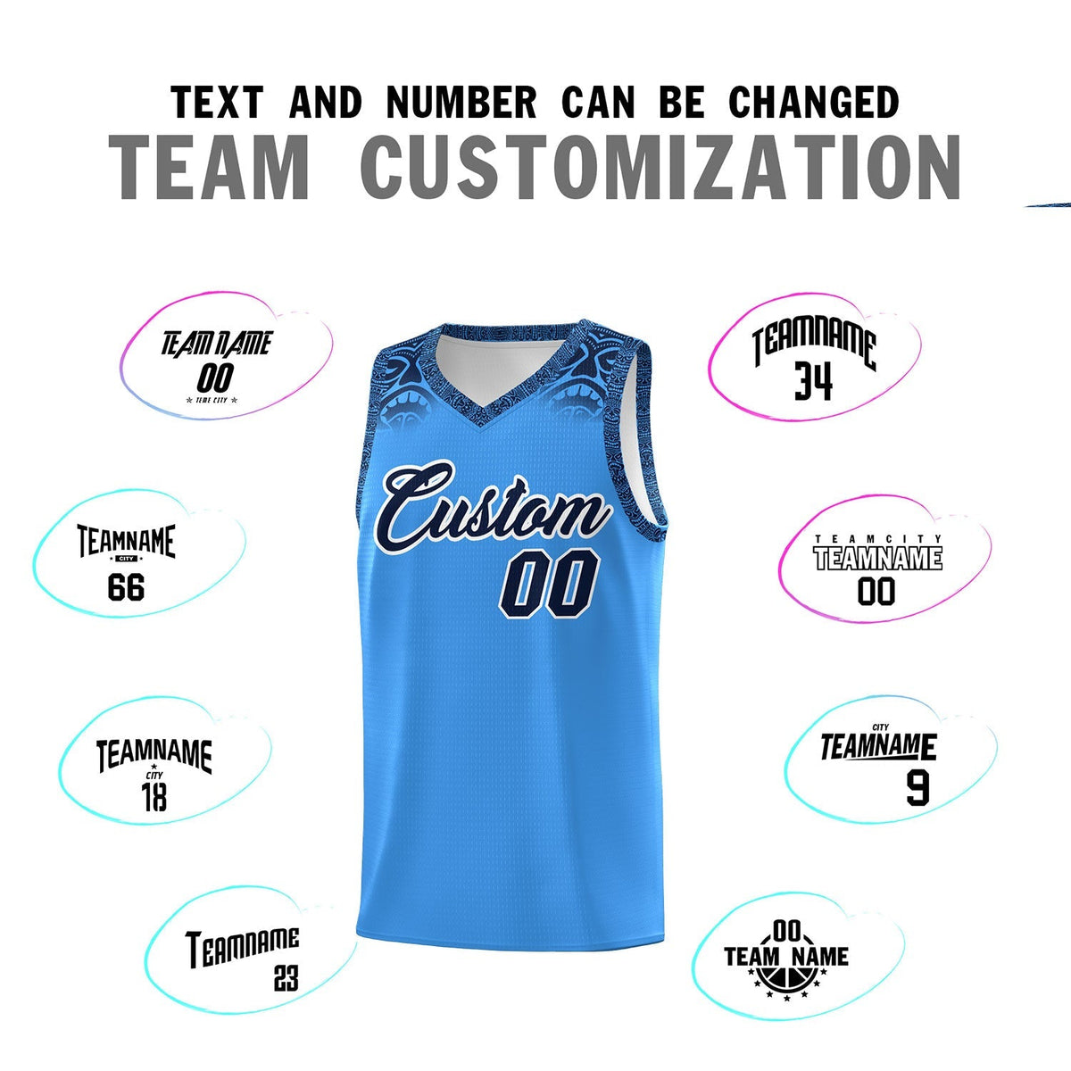 Custom Powder Blue Black Personalized Indians Print Kits Sports Uniform Basketball Jersey|KXKSHOP