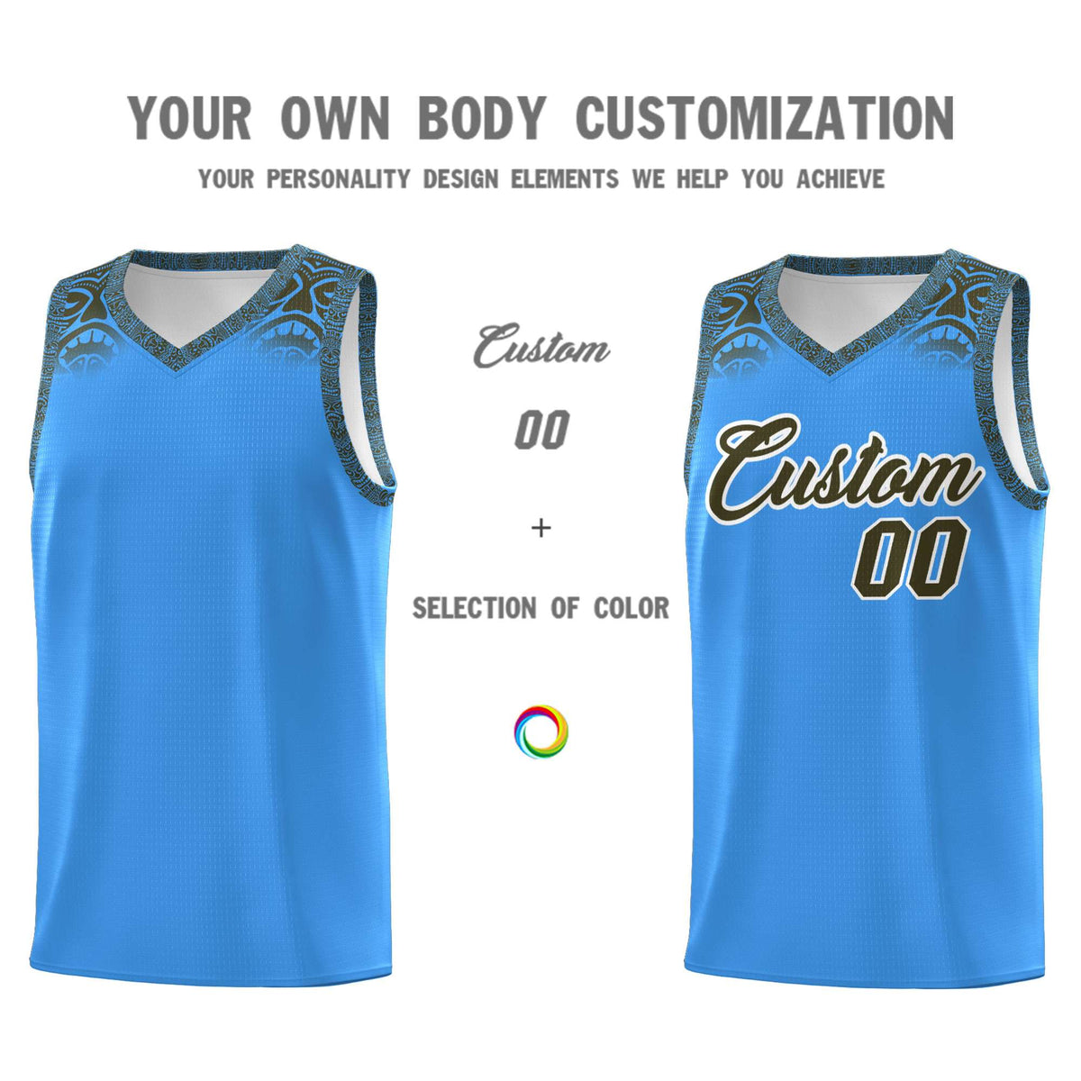 Custom Powder Blue Olive Personalized Indians Print Kits Sports Uniform Basketball Jersey|KXKSHOP