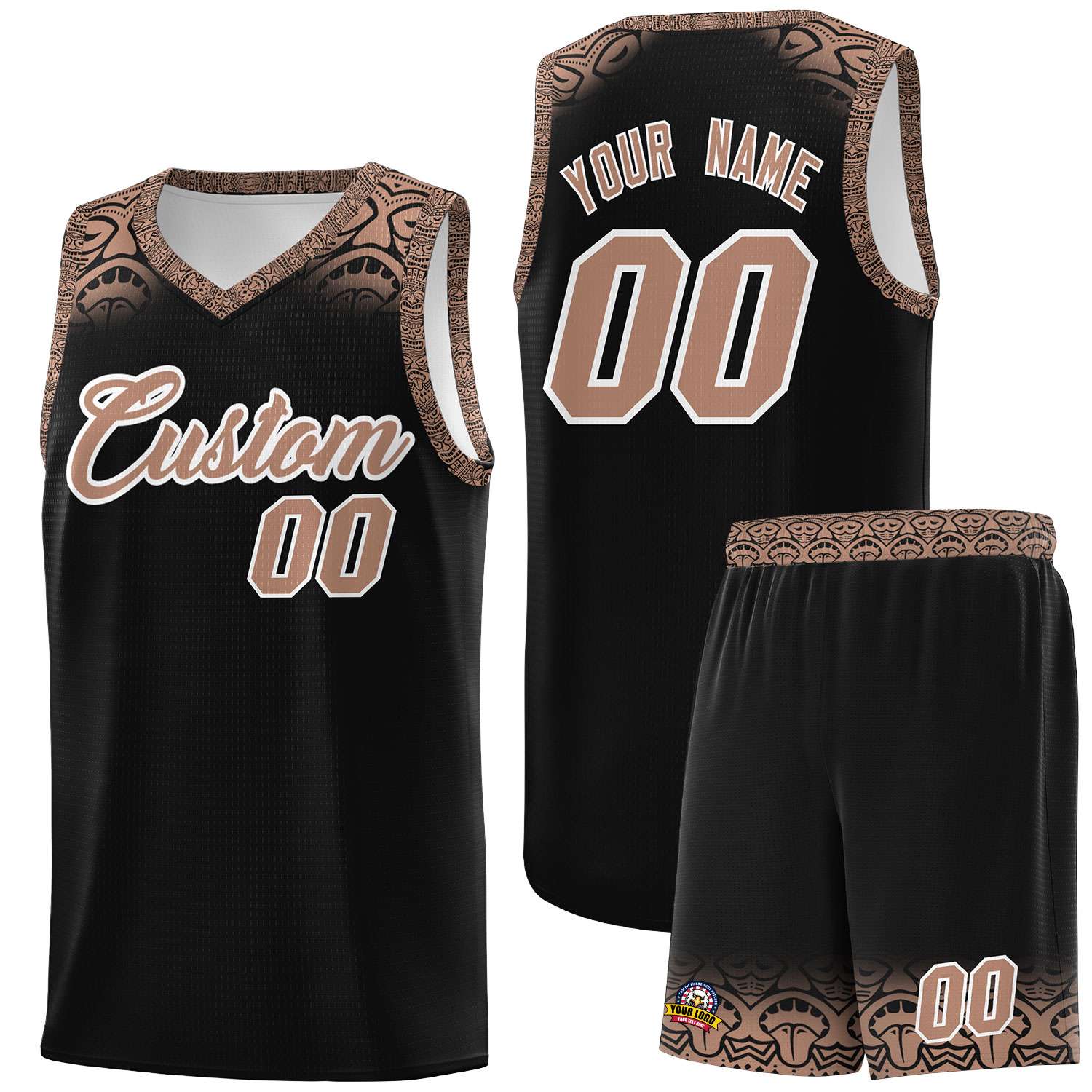 Custom Black Teabrown Personalized Indians Print Kits Sports Uniform Basketball Jersey|KXKSHOP