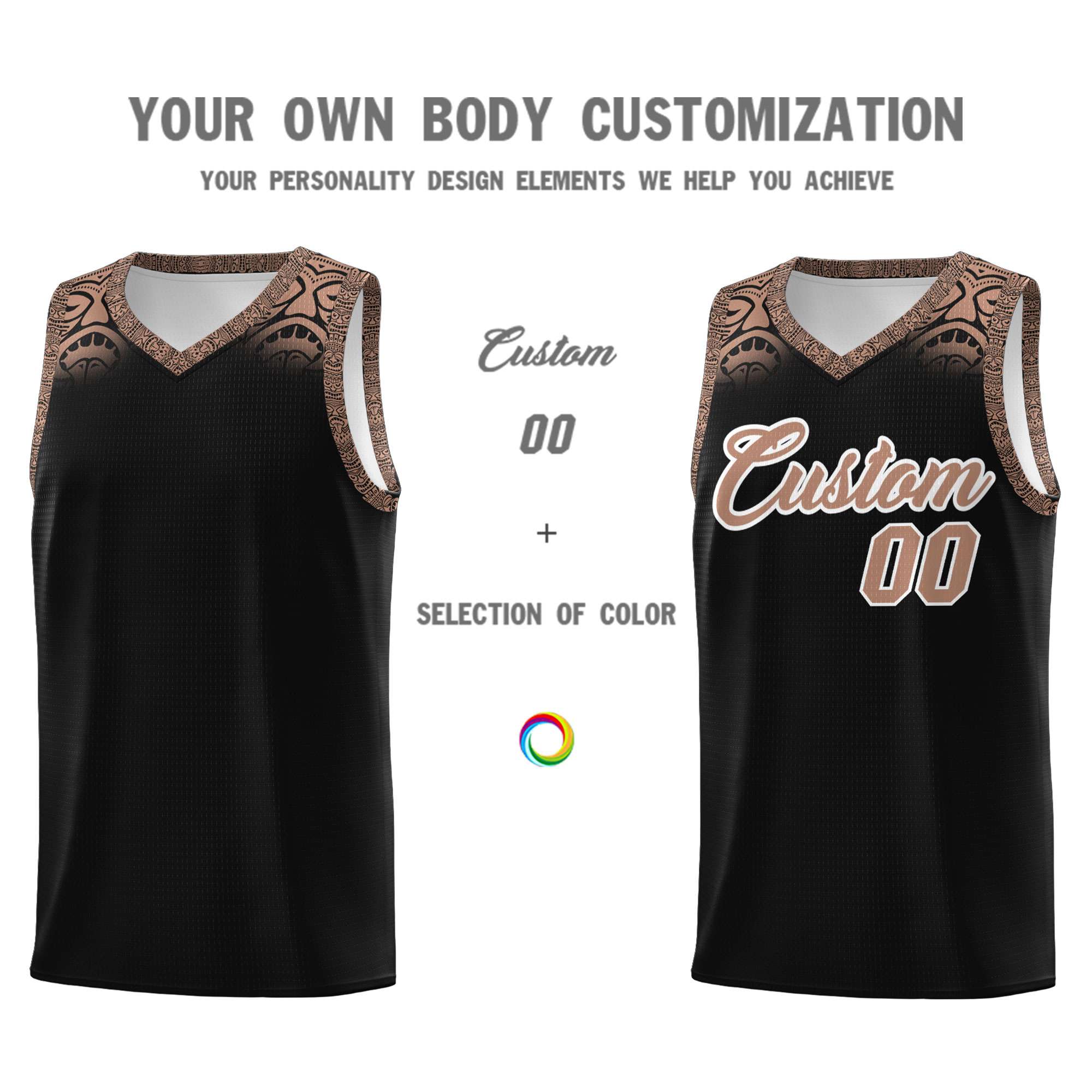 Custom Black Teabrown Personalized Indians Print Kits Sports Uniform Basketball Jersey|KXKSHOP