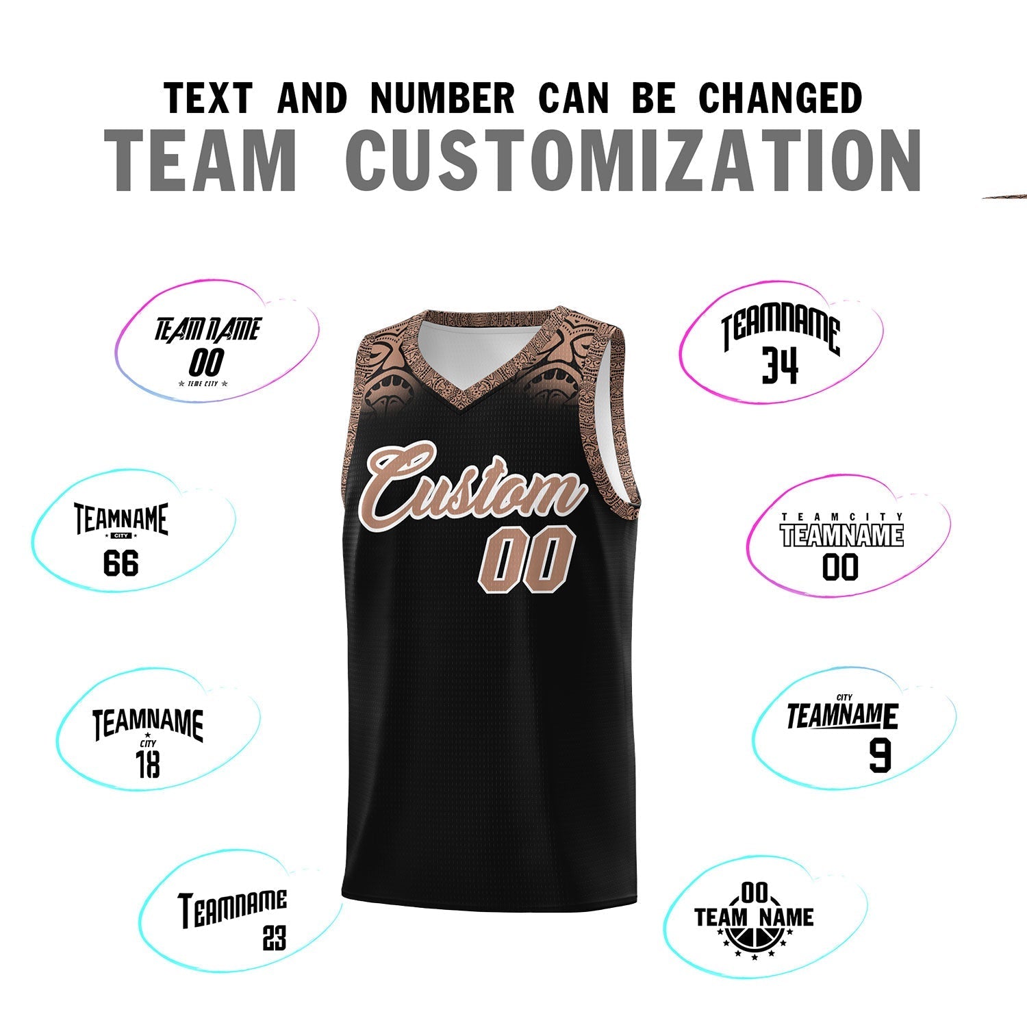 Custom Black Teabrown Personalized Indians Print Kits Sports Uniform Basketball Jersey|KXKSHOP