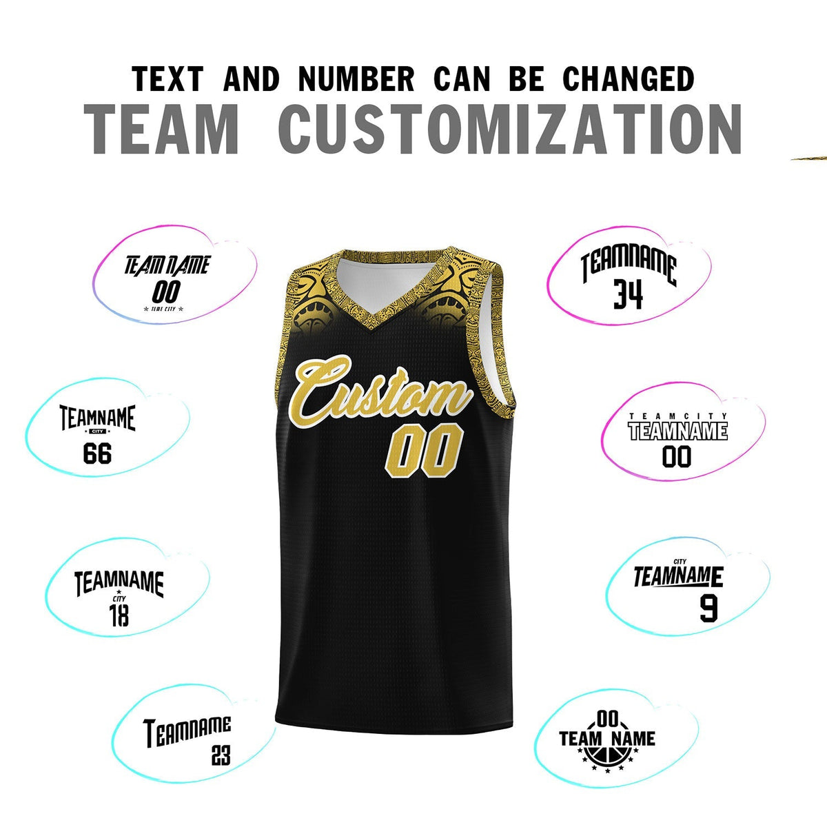 Custom Black Yellow Personalized Indians Print Kits Sports Uniform Basketball Jersey|KXKSHOP