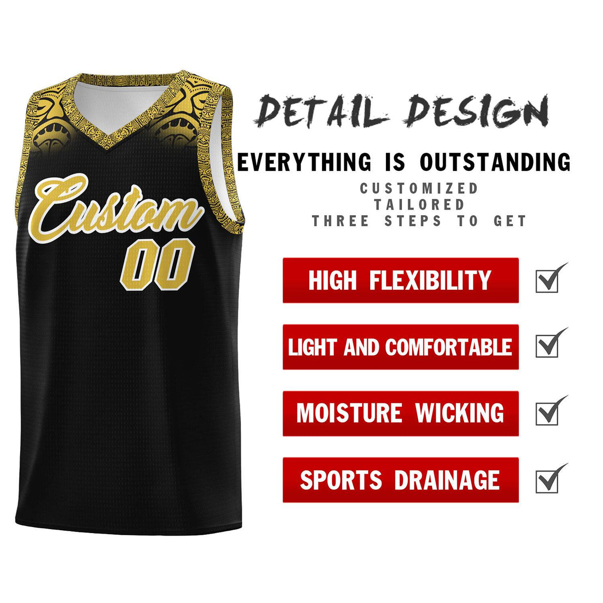 Custom Black Yellow Personalized Indians Print Kits Sports Uniform Basketball Jersey|KXKSHOP
