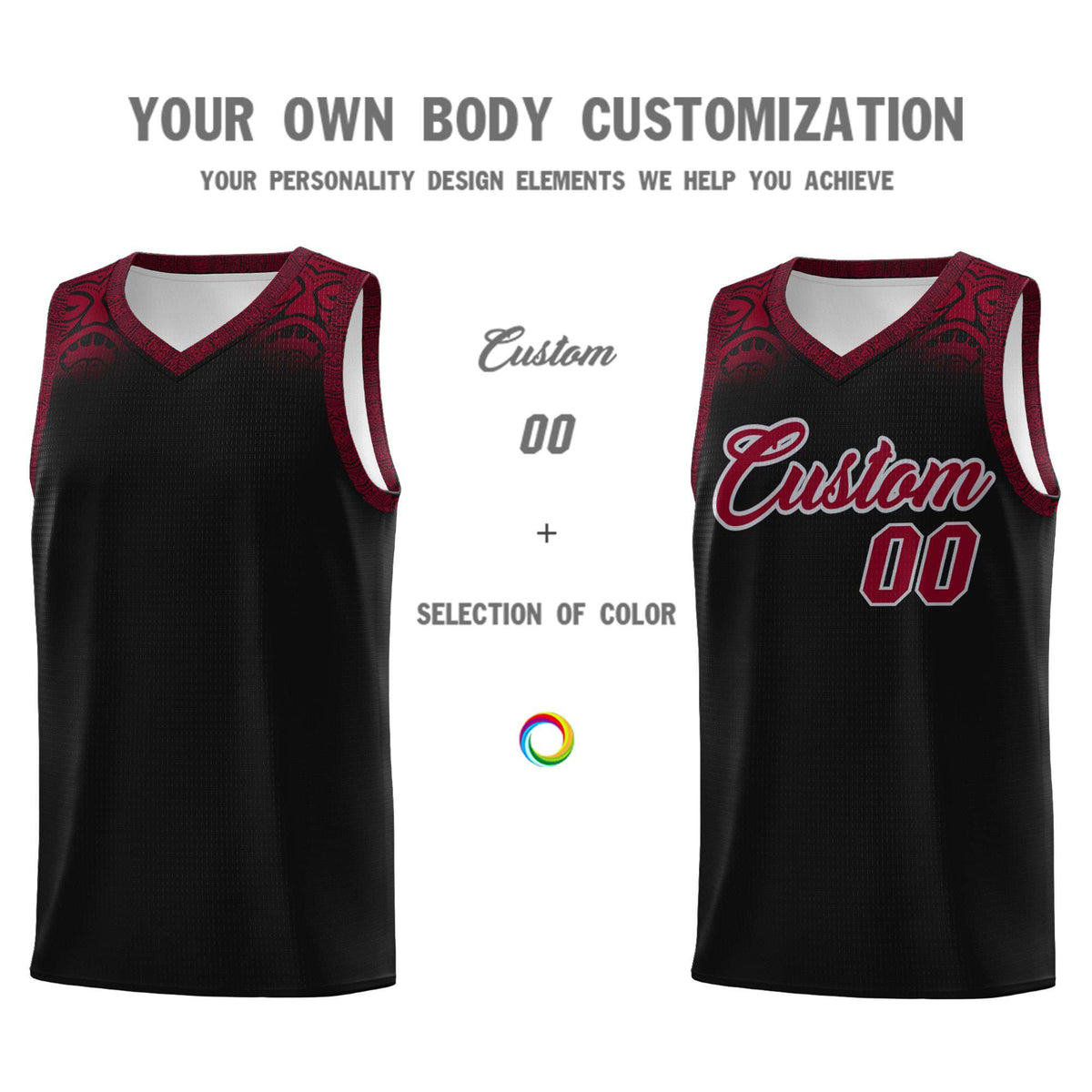 Custom Black Crimson Personalized Indians Print Kits Sports Uniform Basketball Jersey|KXKSHOP