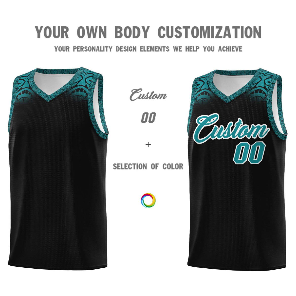Custom Black Aqua Personalized Indians Print Kits Sports Uniform Basketball Jersey|KXKSHOP