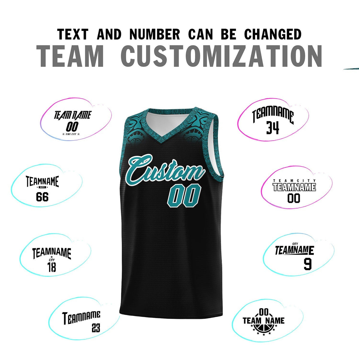 Custom Black Aqua Personalized Indians Print Kits Sports Uniform Basketball Jersey|KXKSHOP