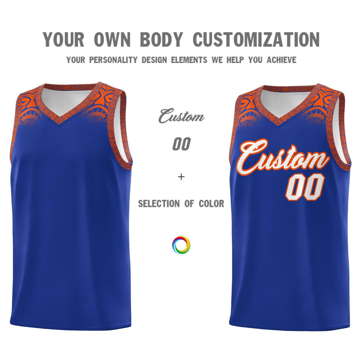 Custom Royal Orange Personalized Indians Print Kits Sports Uniform Basketball Jersey|KXKSHOP