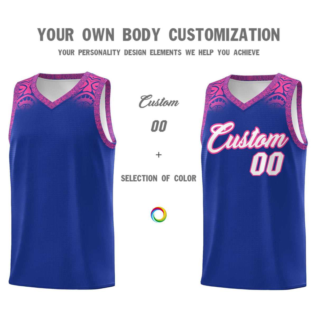 Custom Royal Pink Personalized Indians Print Kits Sports Uniform Basketball Jersey|KXKSHOP