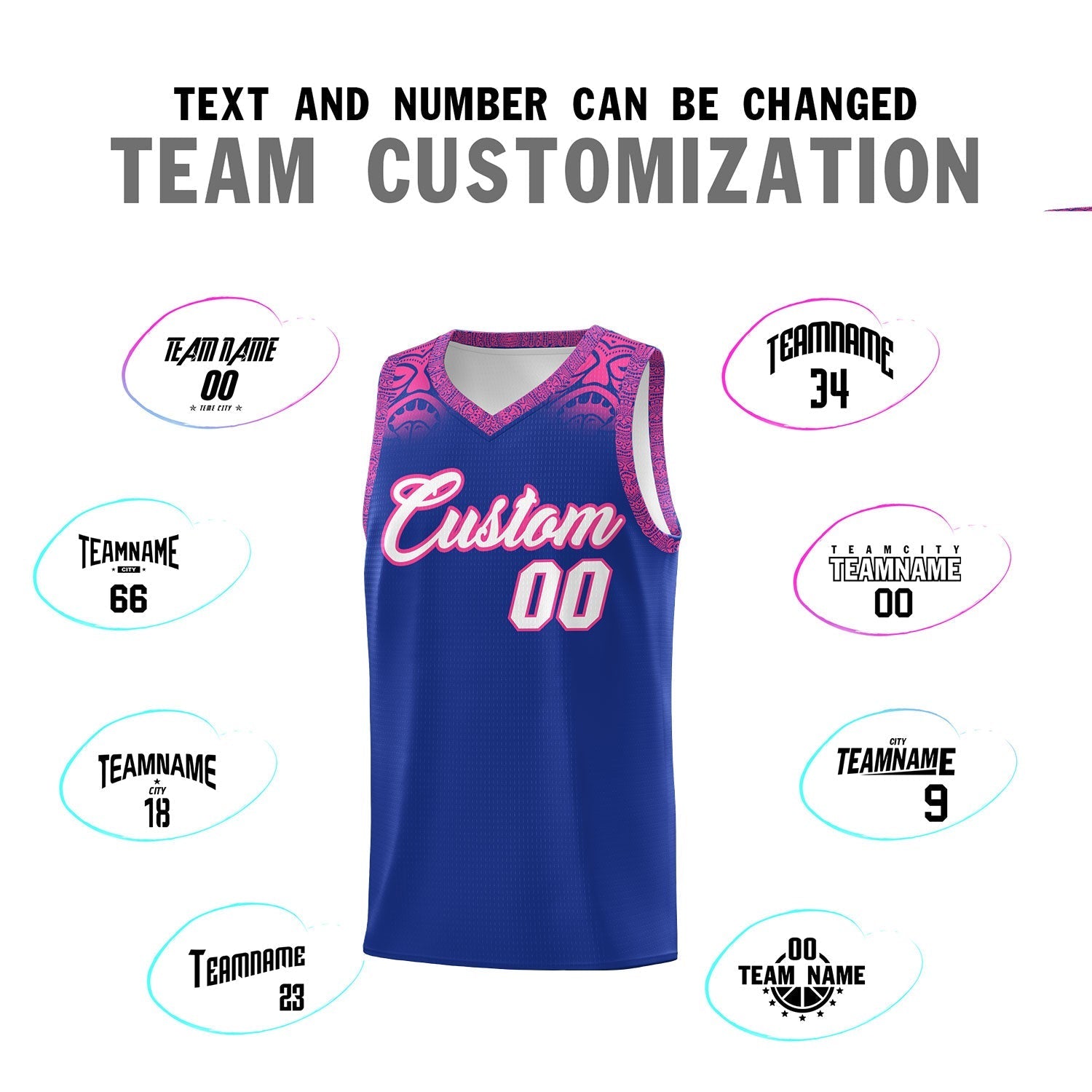 Custom Royal Pink Personalized Indians Print Kits Sports Uniform Basketball Jersey|KXKSHOP