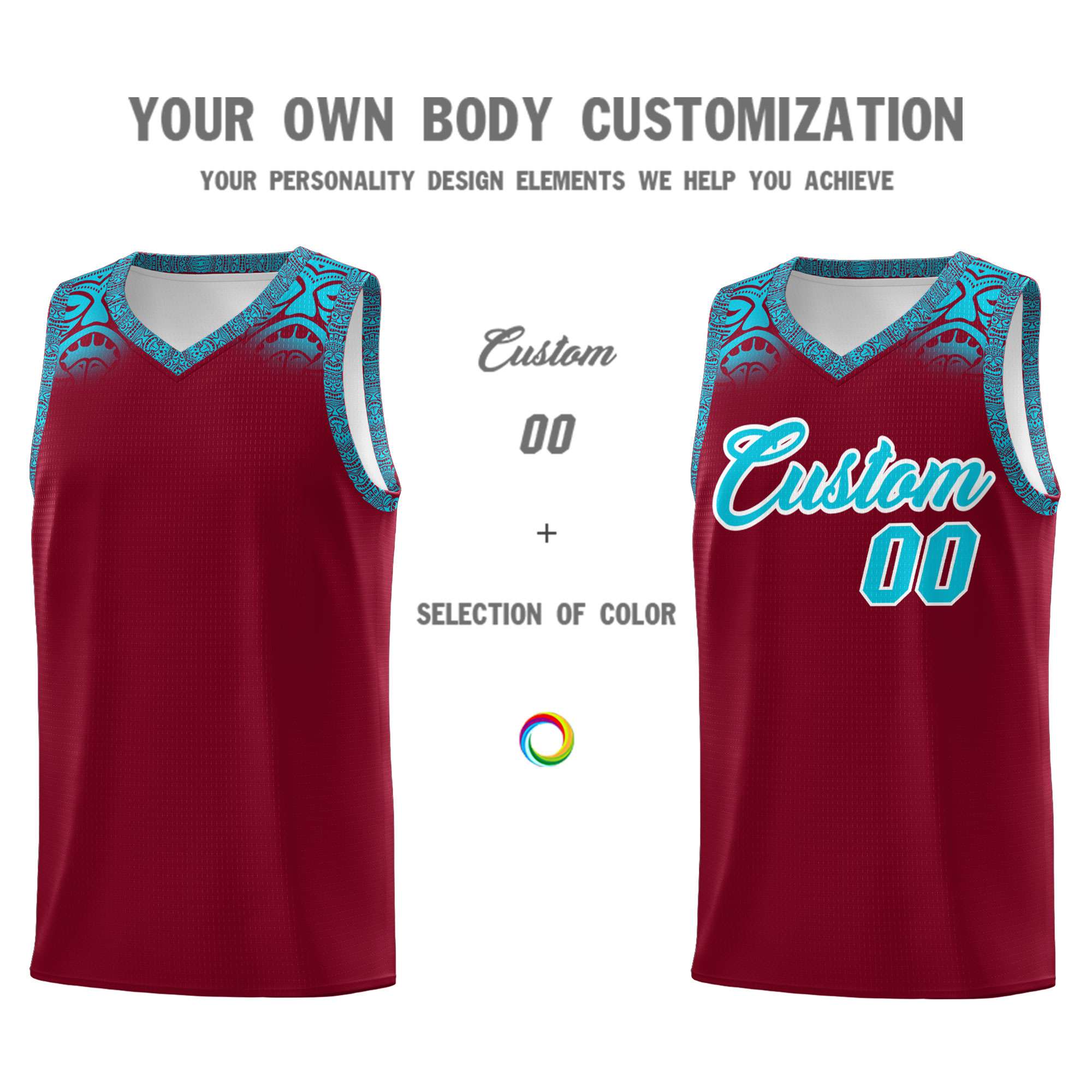Custom Crimson Sky Blue Personalized Indians Print Kits Sports Uniform Basketball Jersey|KXKSHOP