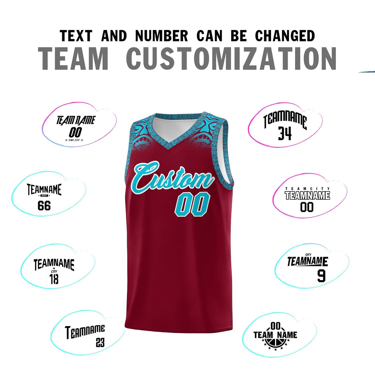 Custom Crimson Sky Blue Personalized Indians Print Kits Sports Uniform Basketball Jersey|KXKSHOP
