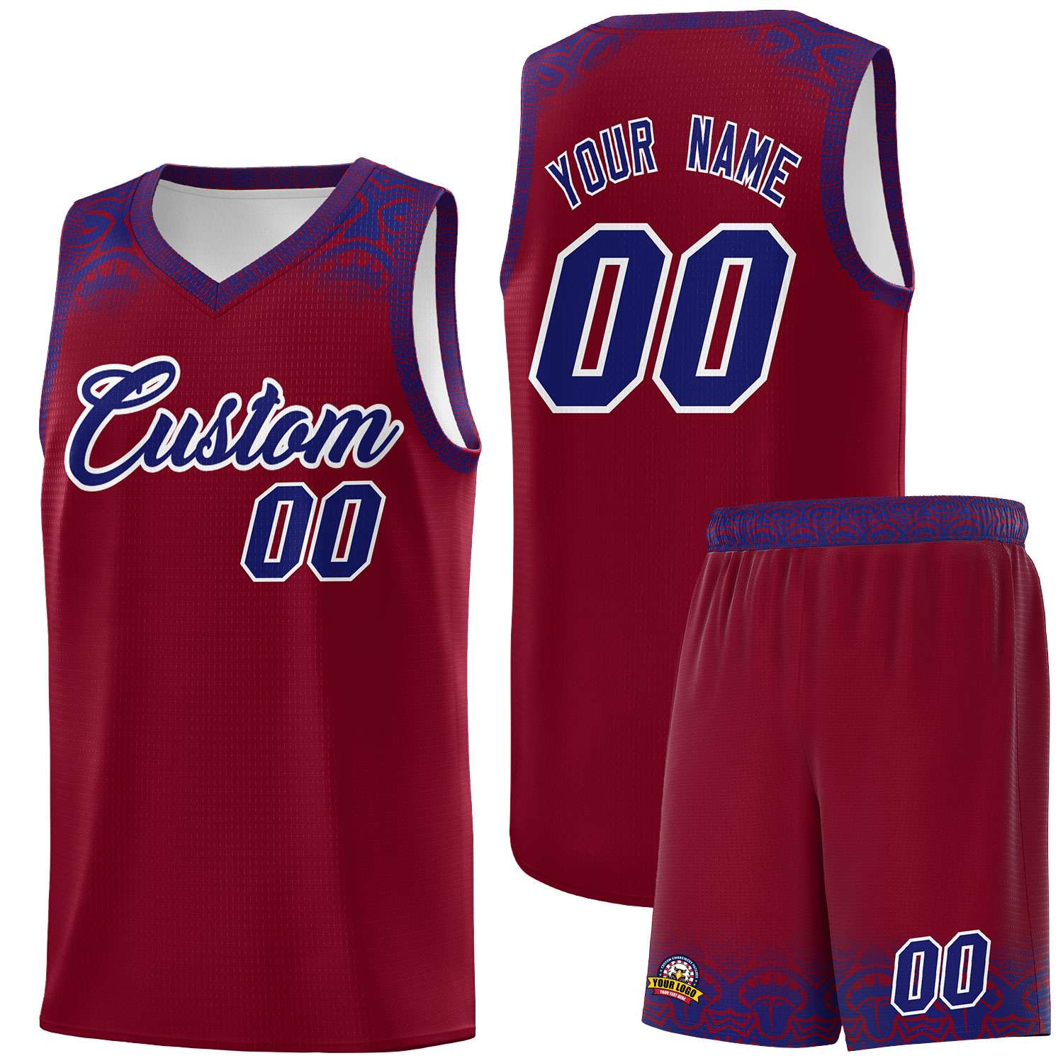 Custom Crimson Royal Personalized Indians Print Kits Sports Uniform Basketball Jersey|KXKSHOP