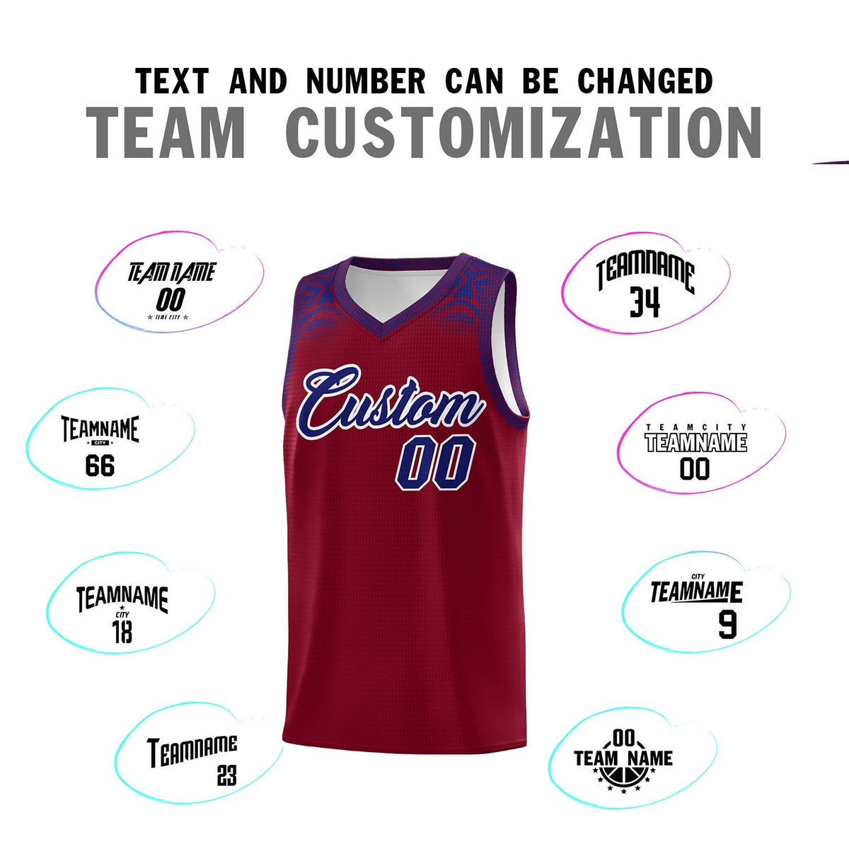 Custom Crimson Royal Personalized Indians Print Kits Sports Uniform Basketball Jersey|KXKSHOP