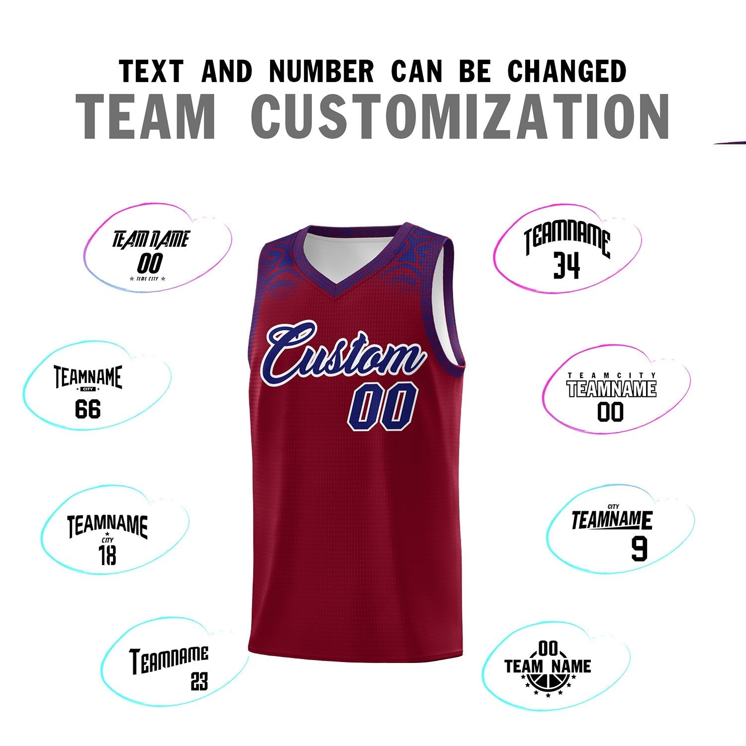 Custom Crimson Royal Personalized Indians Print Kits Sports Uniform Basketball Jersey|KXKSHOP
