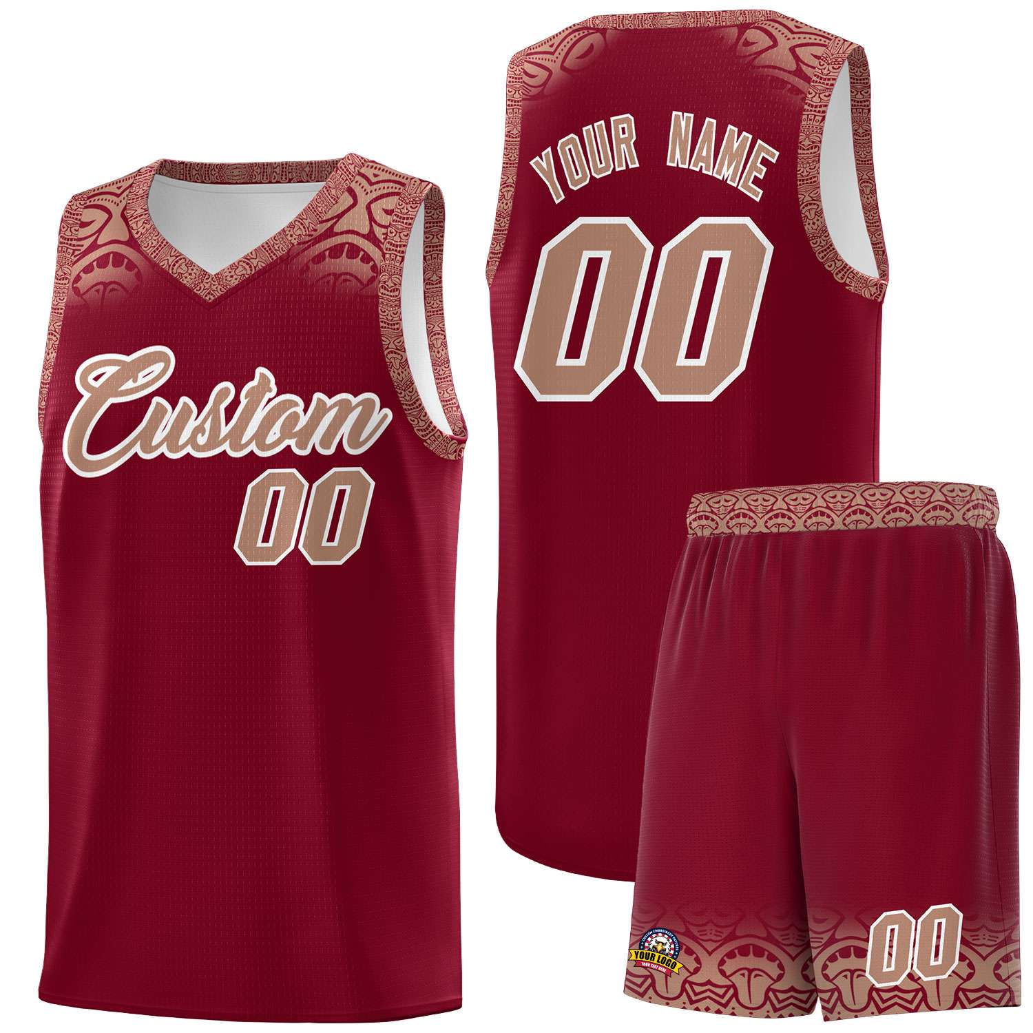 Custom Crimson Teabrown Personalized Indians Print Kits Sports Uniform Basketball Jersey|KXKSHOP