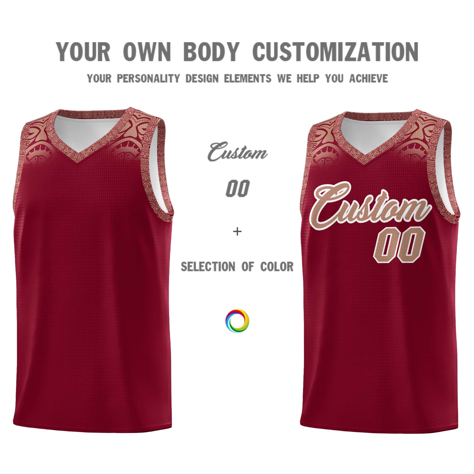 Custom Crimson Teabrown Personalized Indians Print Kits Sports Uniform Basketball Jersey|KXKSHOP