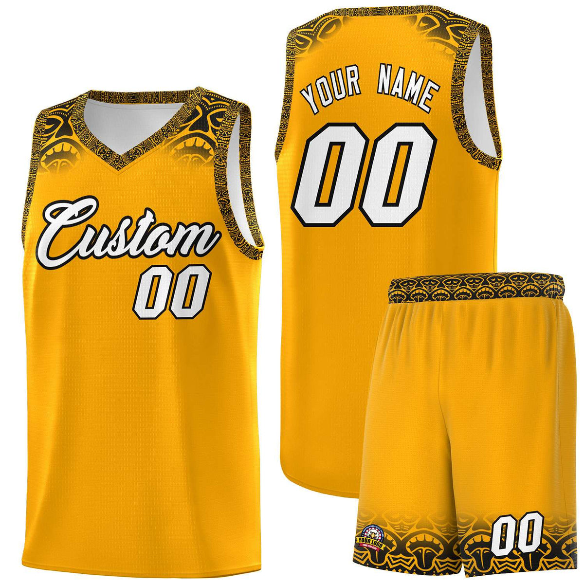 Custom Yellow Black Personalized Indians Print Kits Sports Uniform Basketball Jersey|KXKSHOP