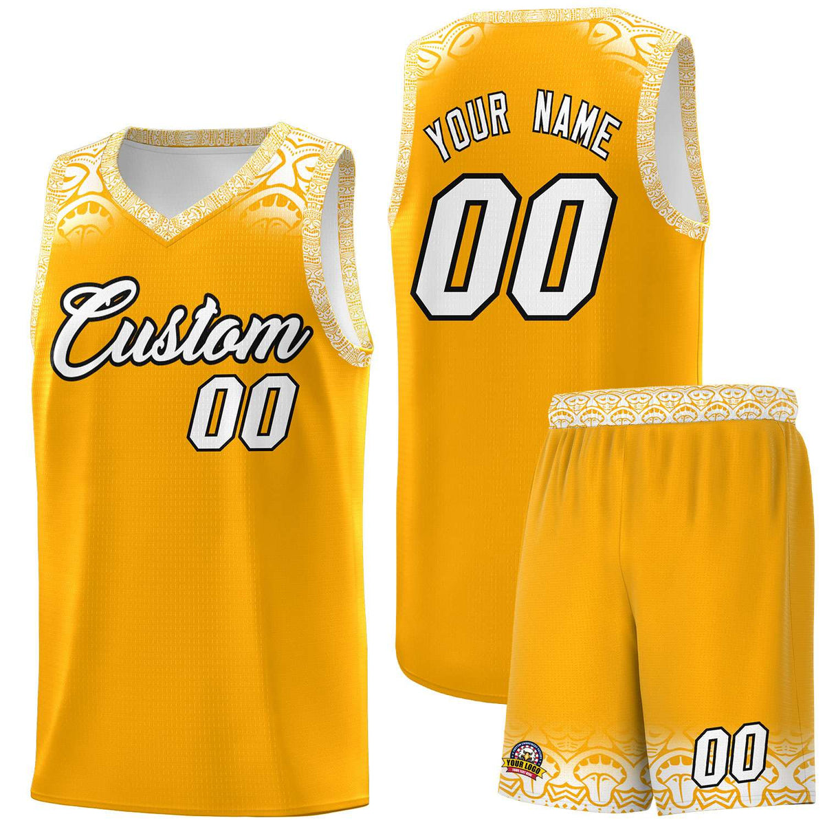 Custom Yellow White Personalized Indians Print Kits Sports Uniform Basketball Jersey|KXKSHOP