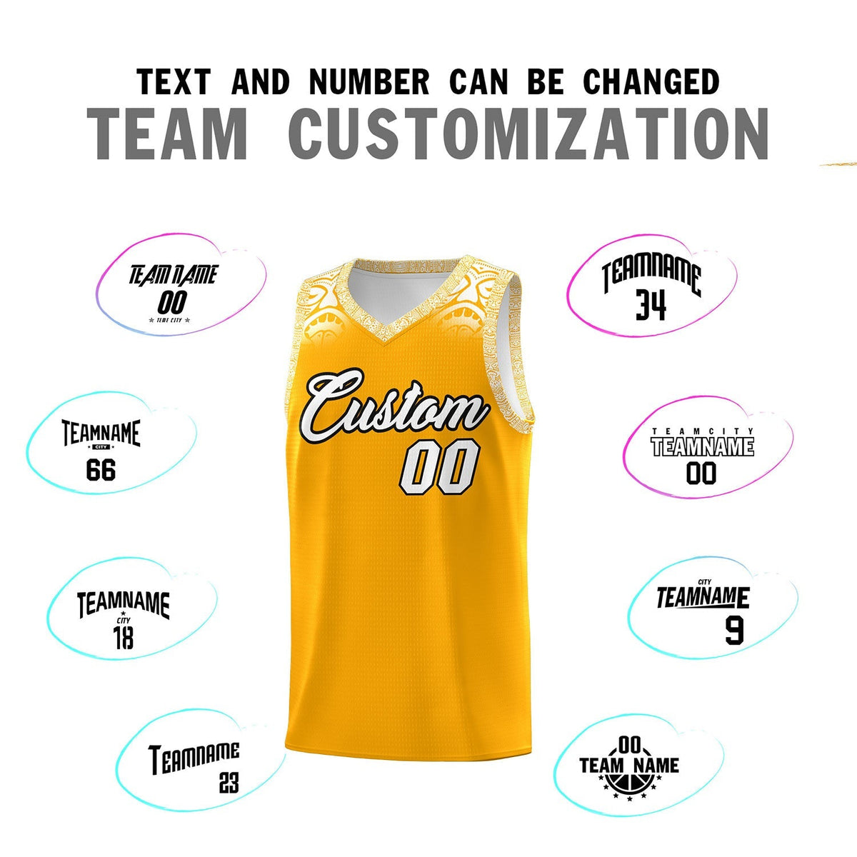 Custom Yellow White Personalized Indians Print Kits Sports Uniform Basketball Jersey|KXKSHOP