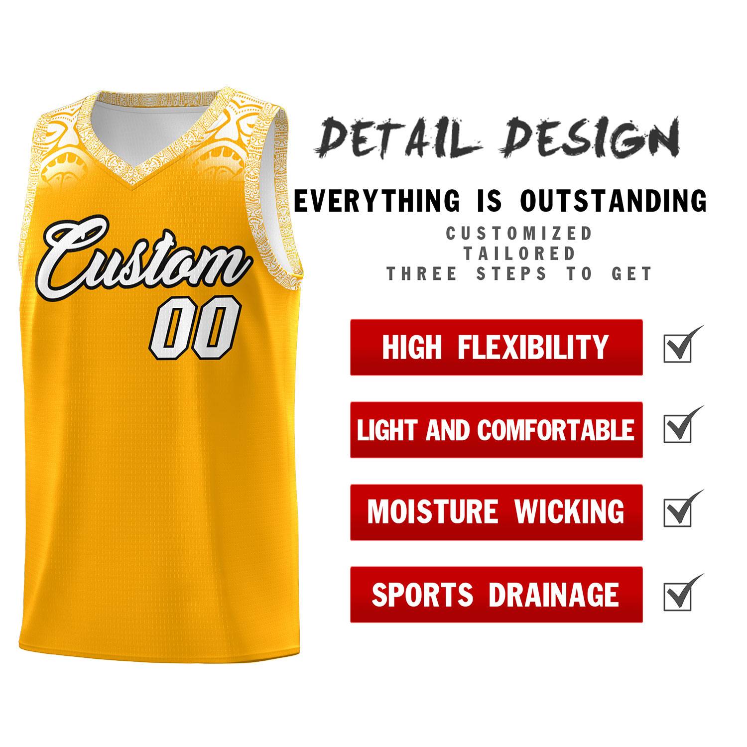 Custom Yellow White Personalized Indians Print Kits Sports Uniform Basketball Jersey|KXKSHOP
