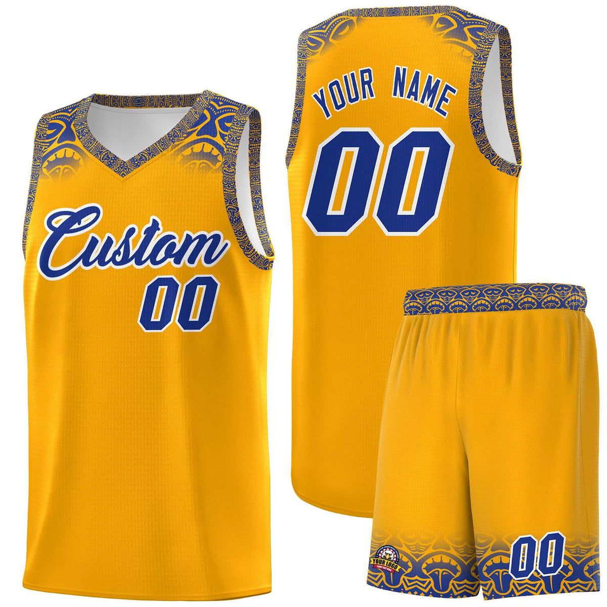 Custom Yellow Royal Personalized Indians Print Kits Sports Uniform Basketball Jersey|KXKSHOP