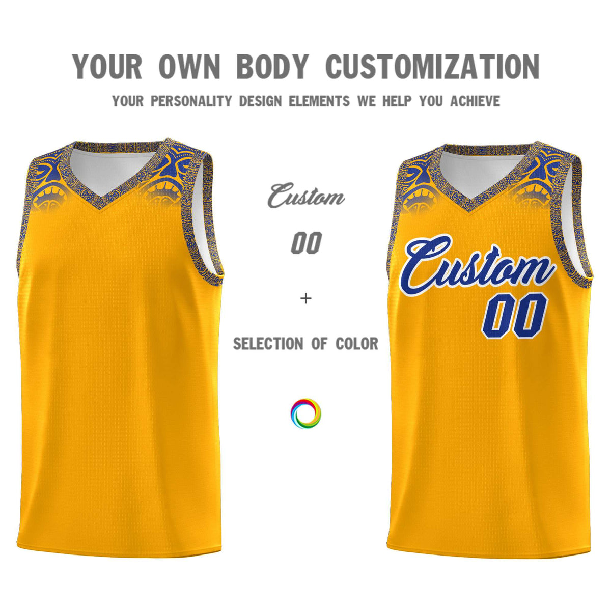Custom Yellow Royal Personalized Indians Print Kits Sports Uniform Basketball Jersey|KXKSHOP