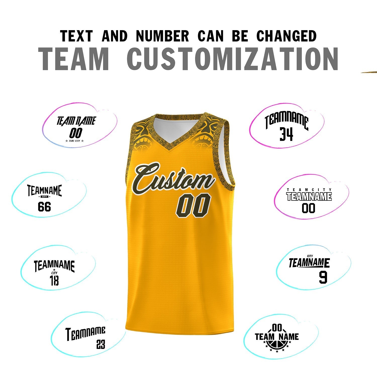 Custom Yellow Olive Personalized Indians Print Kits Sports Uniform Basketball Jersey|KXKSHOP