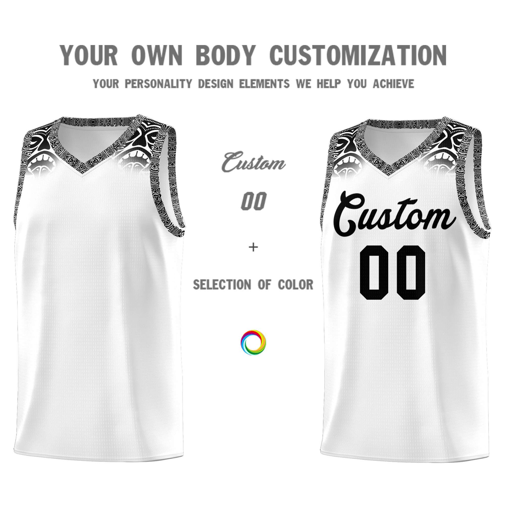 Custom White Black Personalized Indians Print Kits Sports Uniform Basketball Jersey|KXKSHOP
