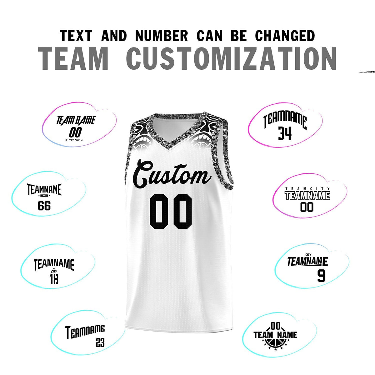 Custom White Black Personalized Indians Print Kits Sports Uniform Basketball Jersey|KXKSHOP