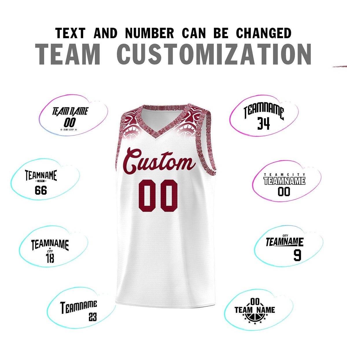 Custom White Crimson Personalized Indians Print Kits Sports Uniform Basketball Jersey|KXKSHOP