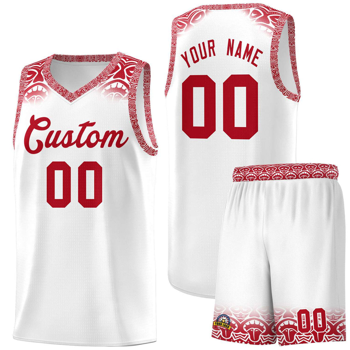Custom White Red Personalized Indians Print Kits Sports Uniform Basketball Jersey|KXKSHOP