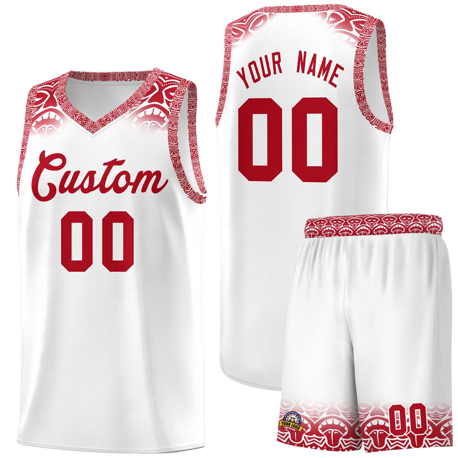 Custom White Red Personalized Indians Print Kits Sports Uniform Basketball Jersey|KXKSHOP