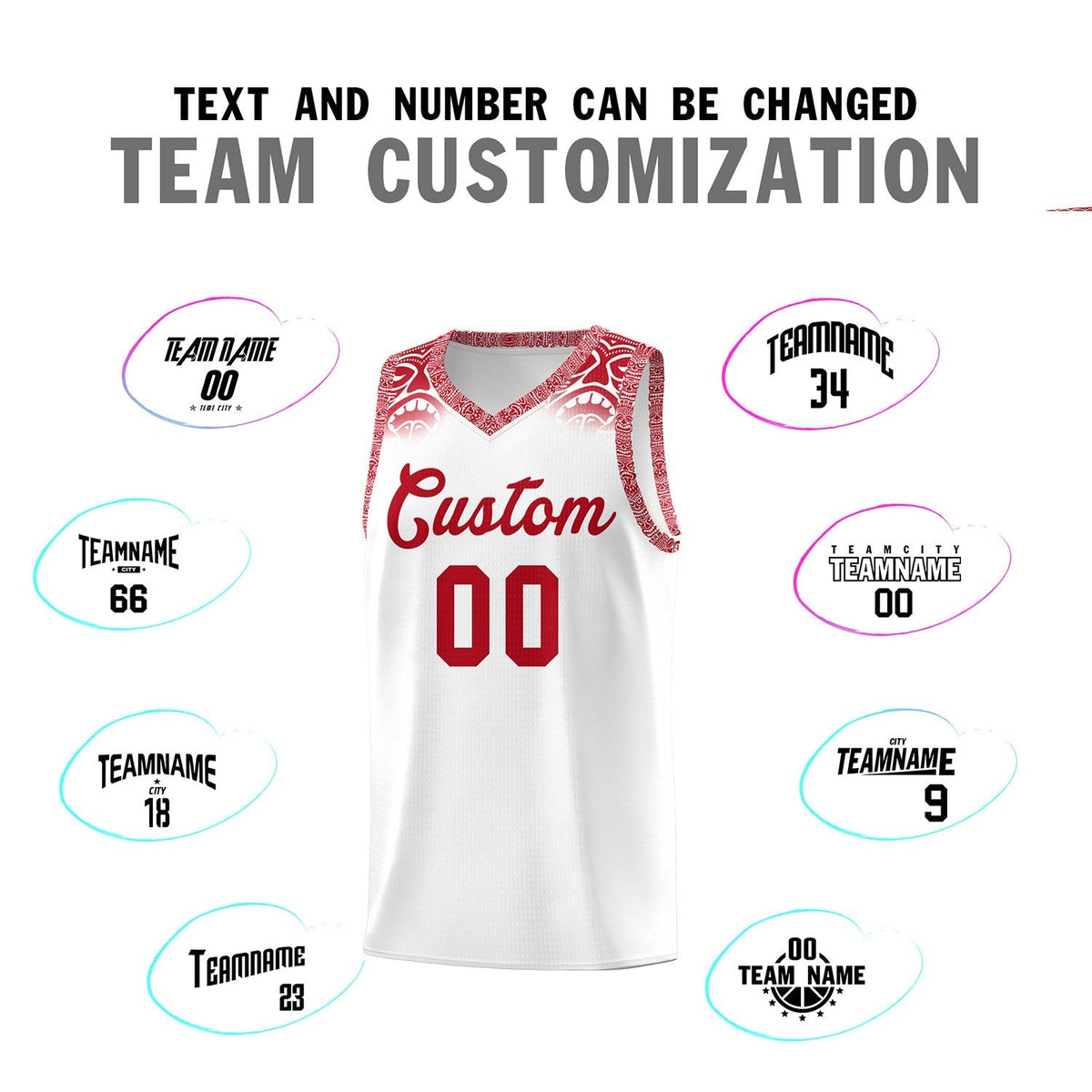 Custom White Red Personalized Indians Print Kits Sports Uniform Basketball Jersey|KXKSHOP