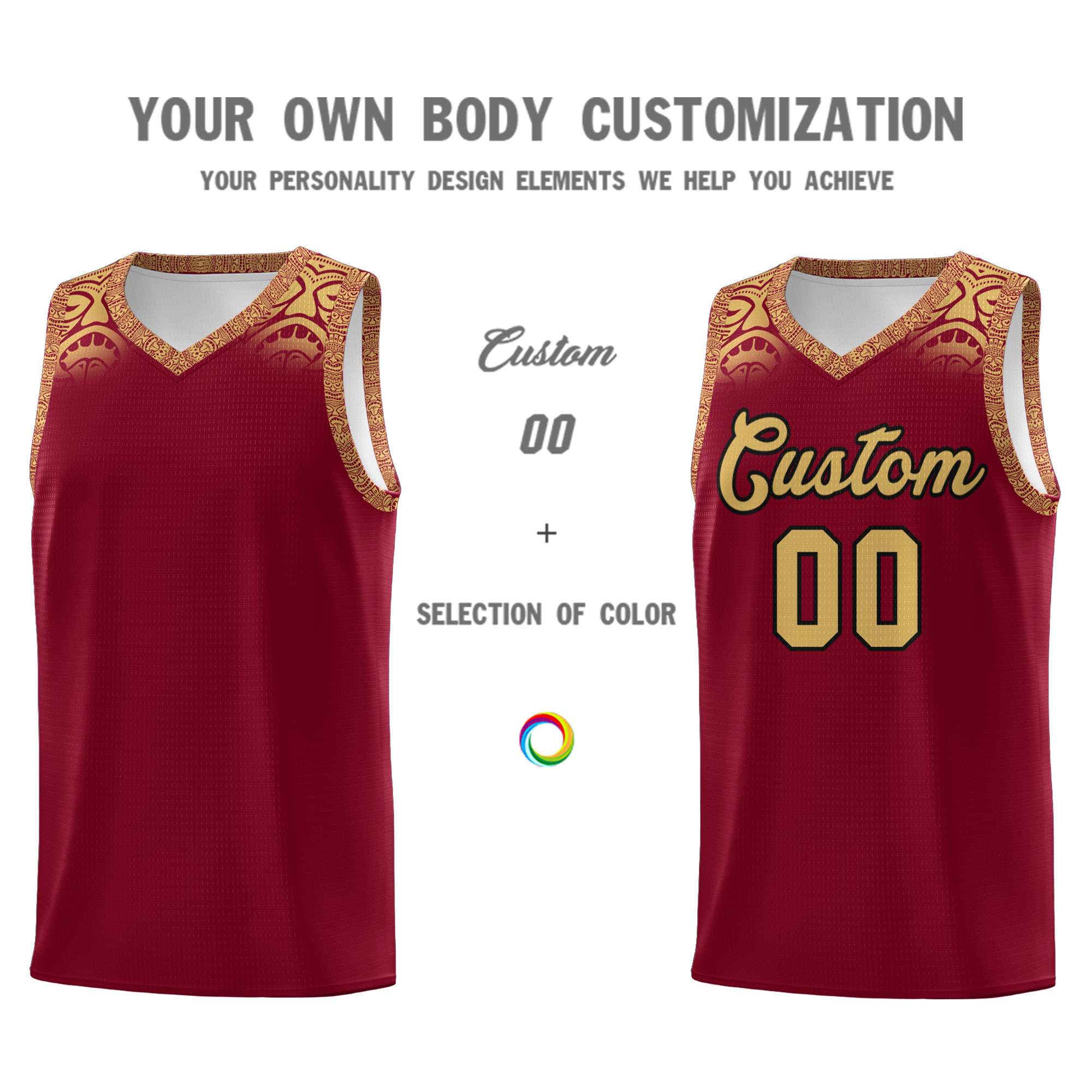 Custom Crimson Old Gold Personalized Indians Print Kits Sports Uniform Basketball Jersey|KXKSHOP