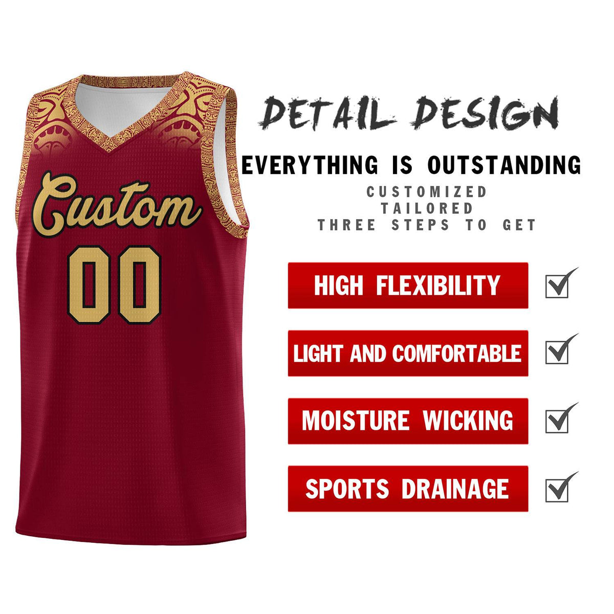 Custom Crimson Old Gold Personalized Indians Print Kits Sports Uniform Basketball Jersey|KXKSHOP