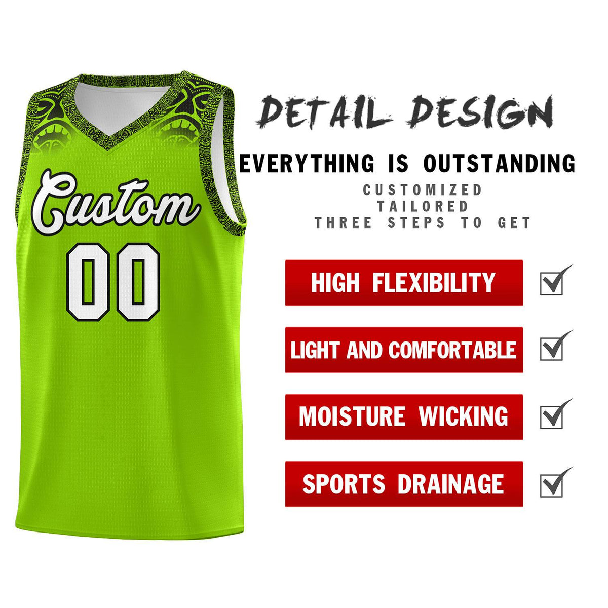 Custom Green Black Personalized Indians Print Kits Sports Uniform Basketball Jersey|KXKSHOP
