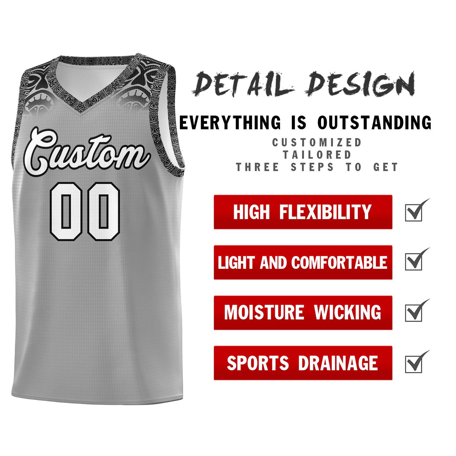 Custom Dark Gray Black Personalized Indians Print Kits Sports Uniform Basketball Jersey|KXKSHOP