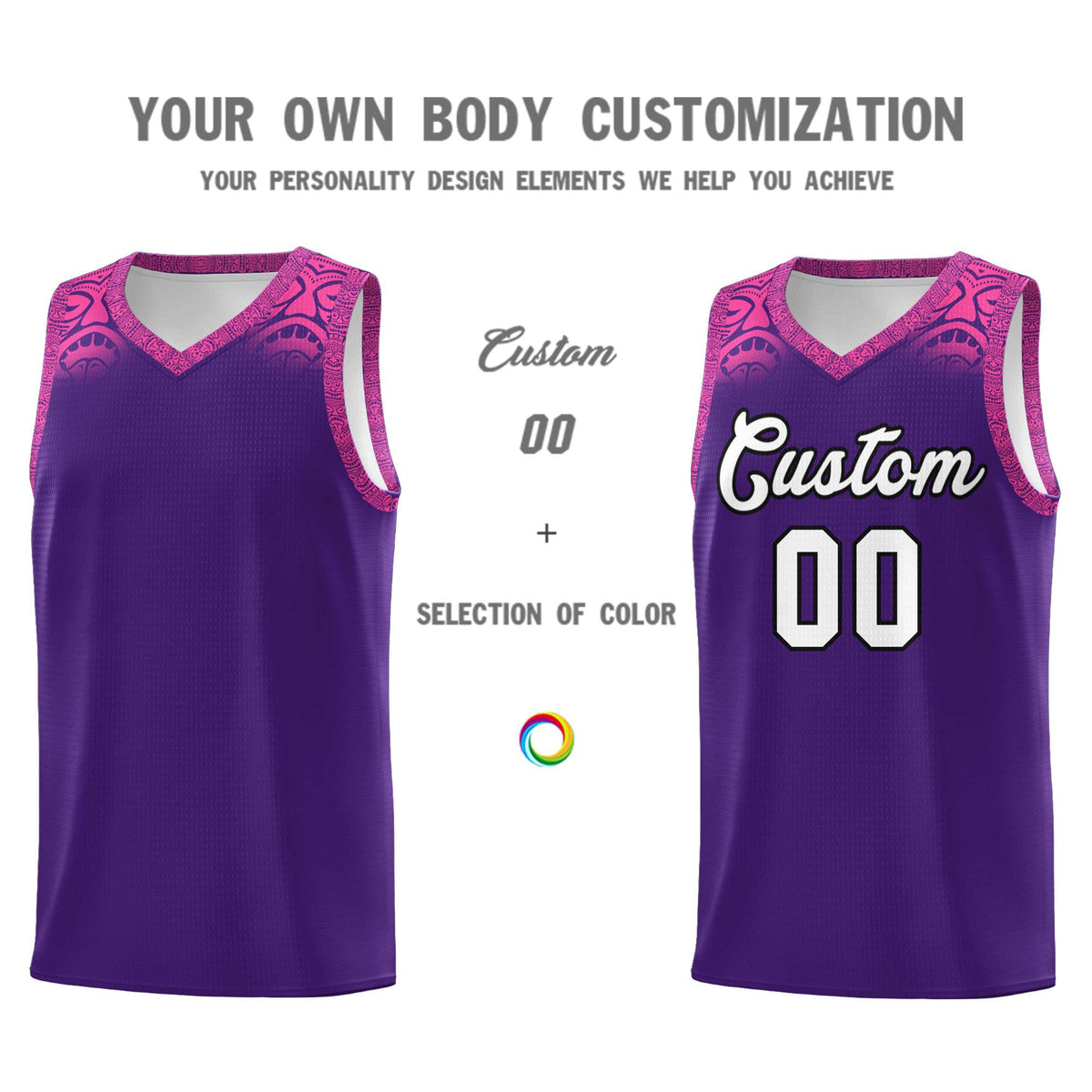 Custom Purple Pink Personalized Indians Print Kits Sports Uniform Basketball Jersey|KXKSHOP