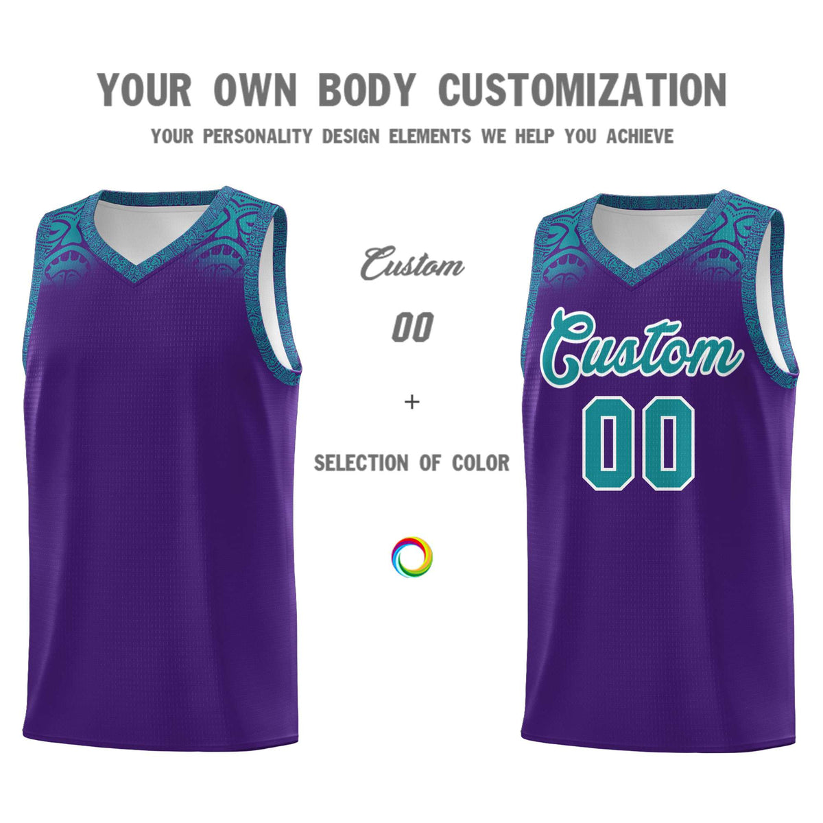 Custom Purple Aqua Personalized Indians Print Kits Sports Uniform Basketball Jersey|KXKSHOP