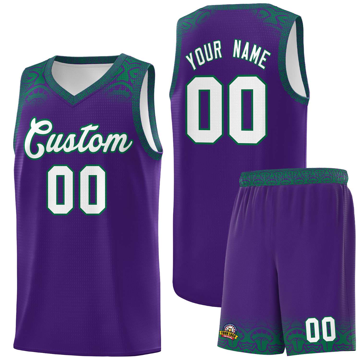 Custom Purple Kelly Green Personalized Indians Print Kits Sports Uniform Basketball Jersey|KXKSHOP